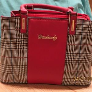Santaka Red Plaid Handbag Purse